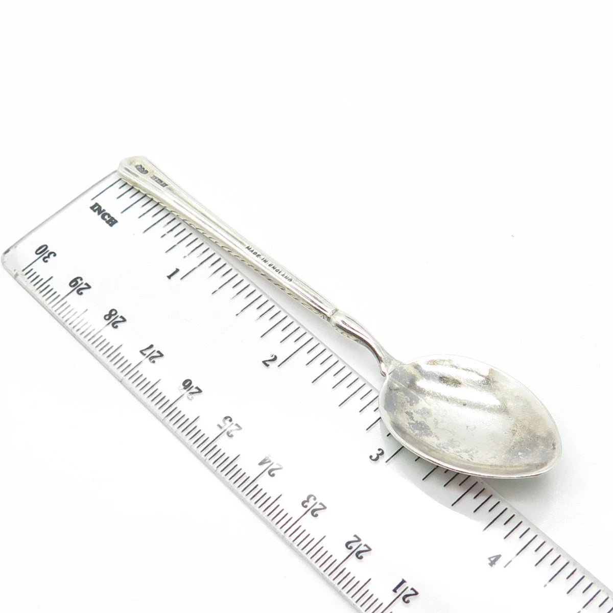 TURNER & SIMPSON 925 Sterling Silver Antique Birmingham Enamel Flower Spoon
