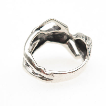 New Leaf 925 Sterling Silver Vintage Naked Woman Erotic Oxidized Ring Size 8