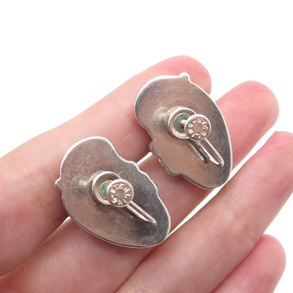 Old Pawn 925 Sterling Silver Vintage Sodalite Floral Tribal Screw Back Earrings