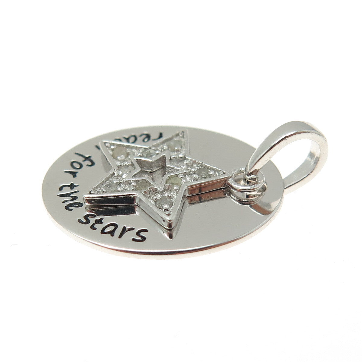 HAN 925 Sterling Silver Real Diamond "Reach For The Stars" Minimalist Pendant
