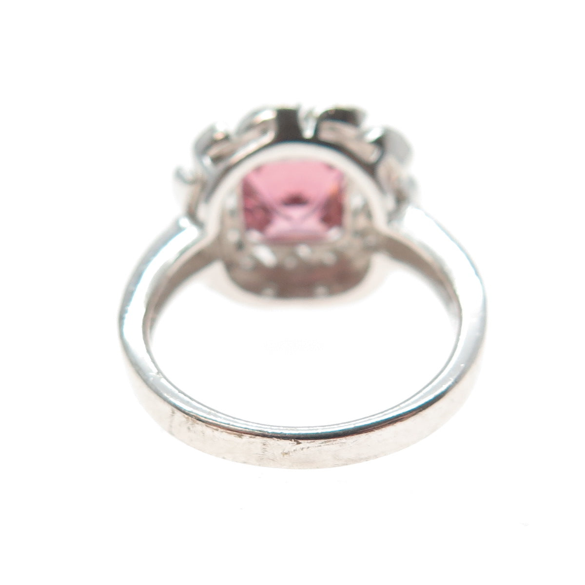ESPO JOSEPH ESPOSITO 925 Sterling Silver Pink & White C Z Laurel Ring Size 7.25