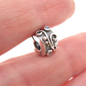 PANDORA 925 Sterling Silver Round-Cut Blue C Z Tendril Clip Charm