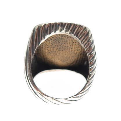 AKR AMY KAHN RUSSELL Sterling Silver 2-Tone Vintage Real Blue Druzy Ring Size 7