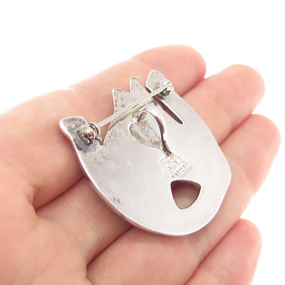 925 Sterling Silver Vintage Mexico Horse Club Pin Brooch / Pendant