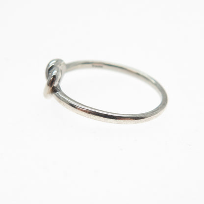 925 Sterling Silver Vintage Heart Love Knot Ring Size 6