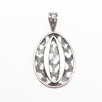 925 Sterling Silver Vintage Letter O Initial Modernist Oxidized Pendant