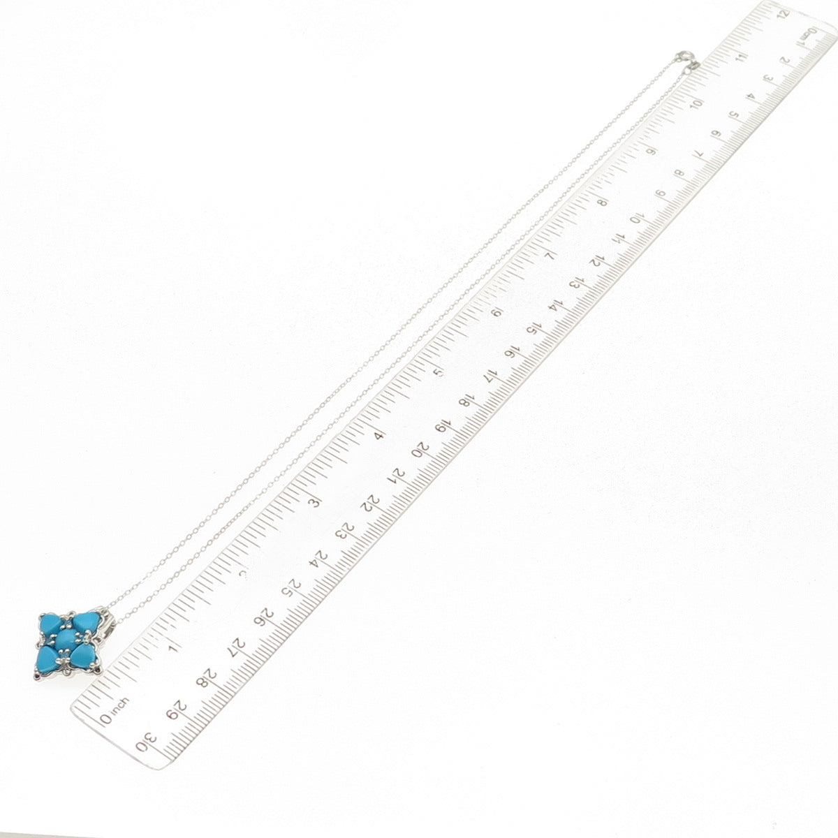 Chuck Clemency 925 Sterling Silver Real Turquoise Apatite Chain Necklace 20"