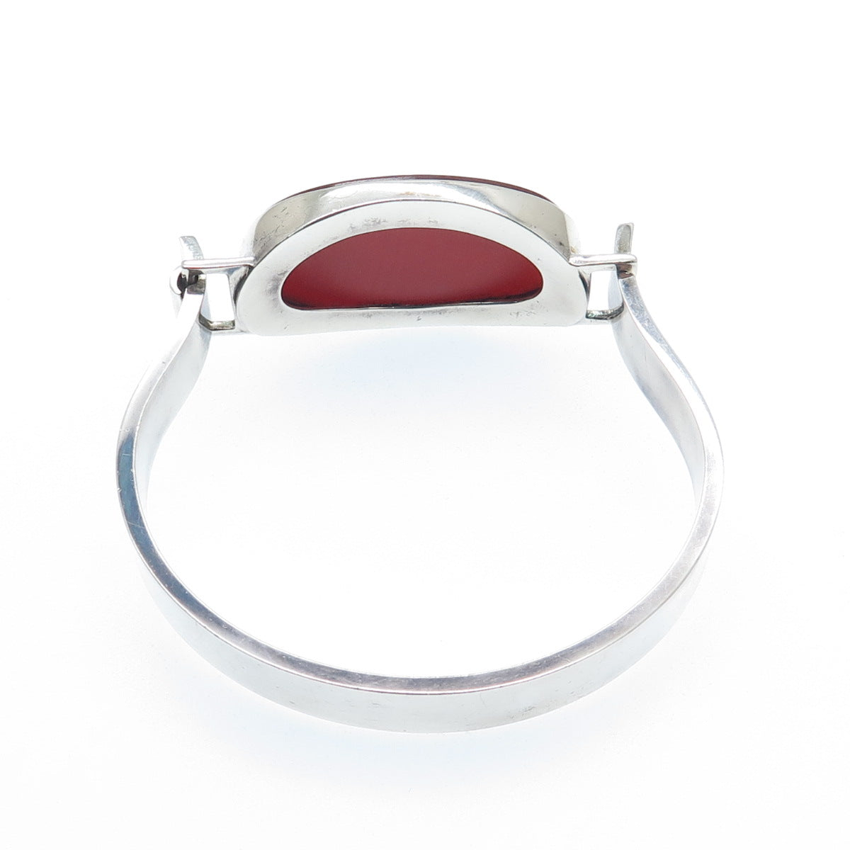JOACHIM S’PALIU Sterling Silver Vintage Spain Carnelian Bangle Bracelet 7.75"