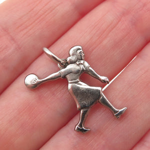 Paye & Baker 925 Sterling Silver Vintage Female Bowler Mini Charm Pendant