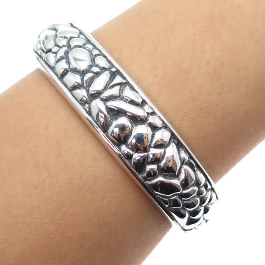 925 Sterling Silver Vintage Modernist Nugget Oxidized Adjustable Bracelet 6"