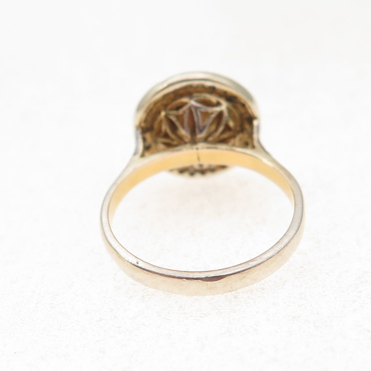 925 Sterling Silver Gold Plated Real Rose-Cut Diamond Ring Size 6.5