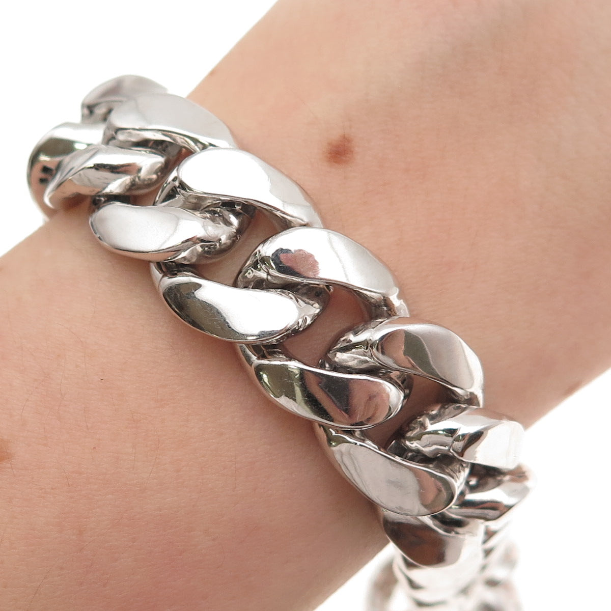 Aminov 925 Sterling Silver Hollow Cuban Link Bracelet 8.25"