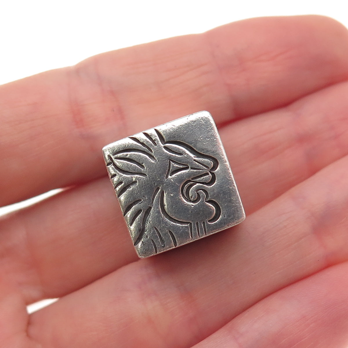 925 Sterling Silver Vintage Mexico Lion Oxidized Dice Paperweight