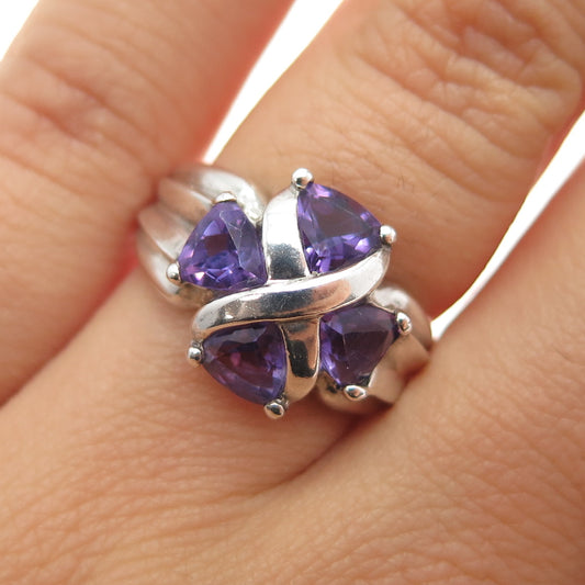 925 Sterling Silver Vintage Real Amethyst Infinity Ring Size 6.25