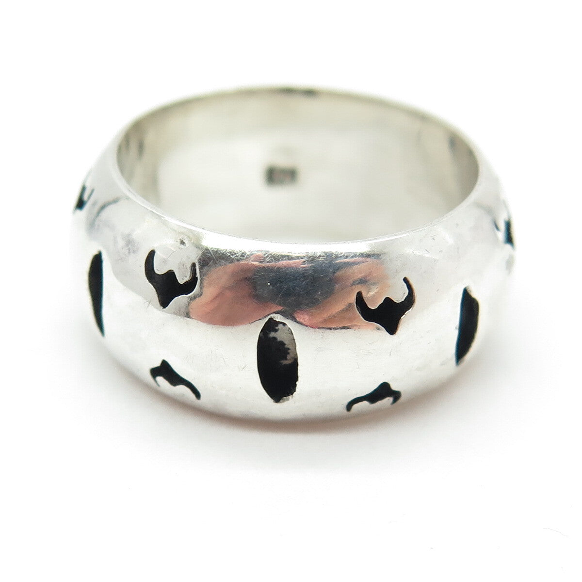 925 Sterling Silver Vintage Buffalo Modernist Shadow Box Band Ring Size 10.5