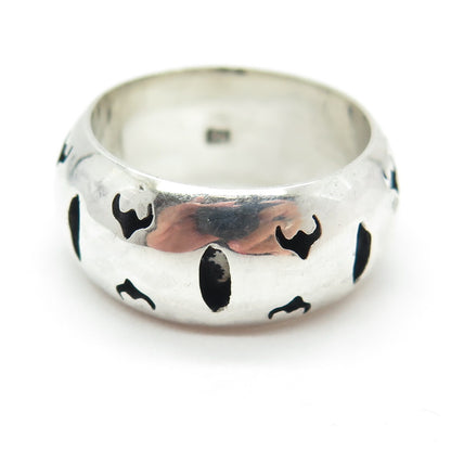 925 Sterling Silver Vintage Buffalo Modernist Shadow Box Band Ring Size 10.5