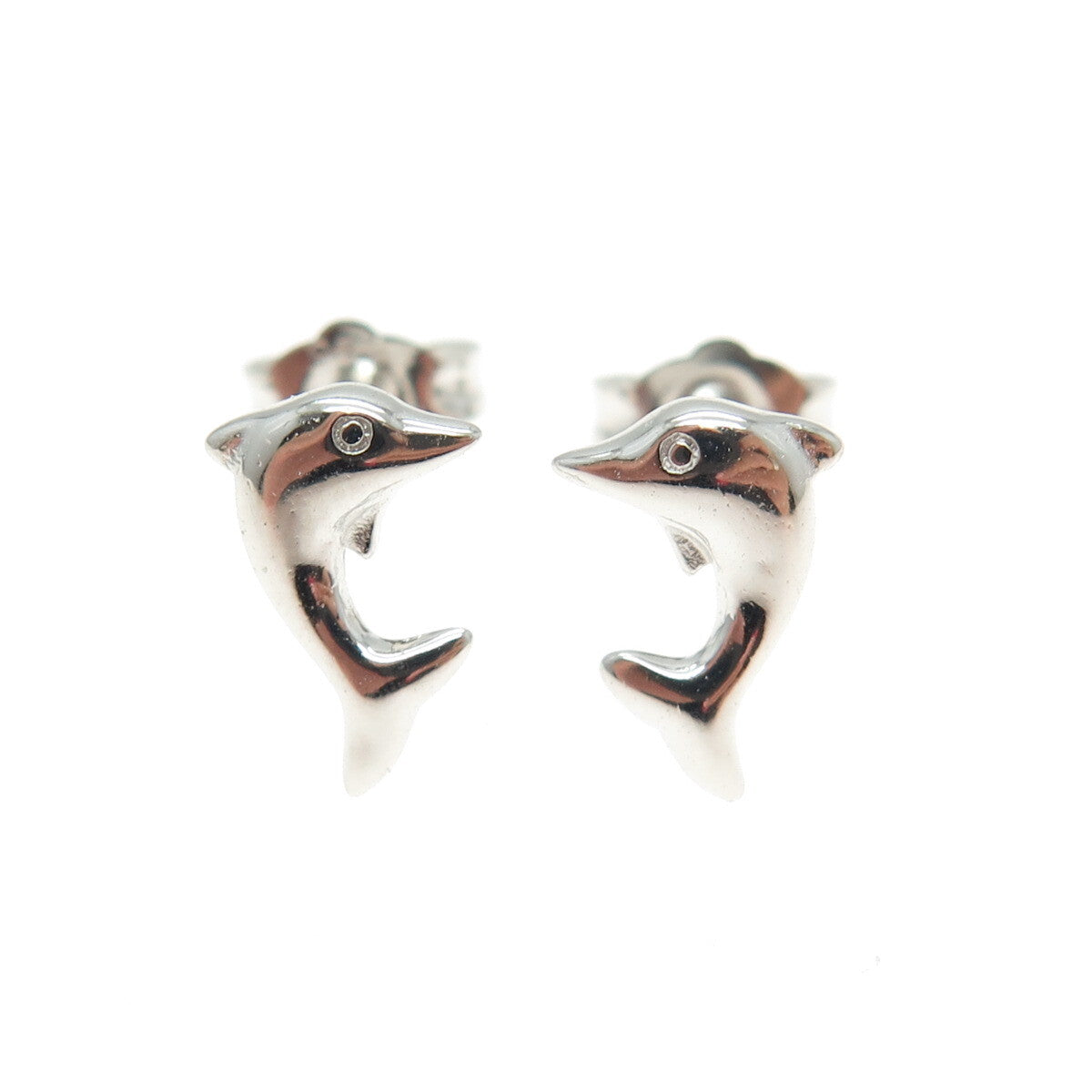 925 Sterling Silver Friendly Dolphin Stud Earrings
