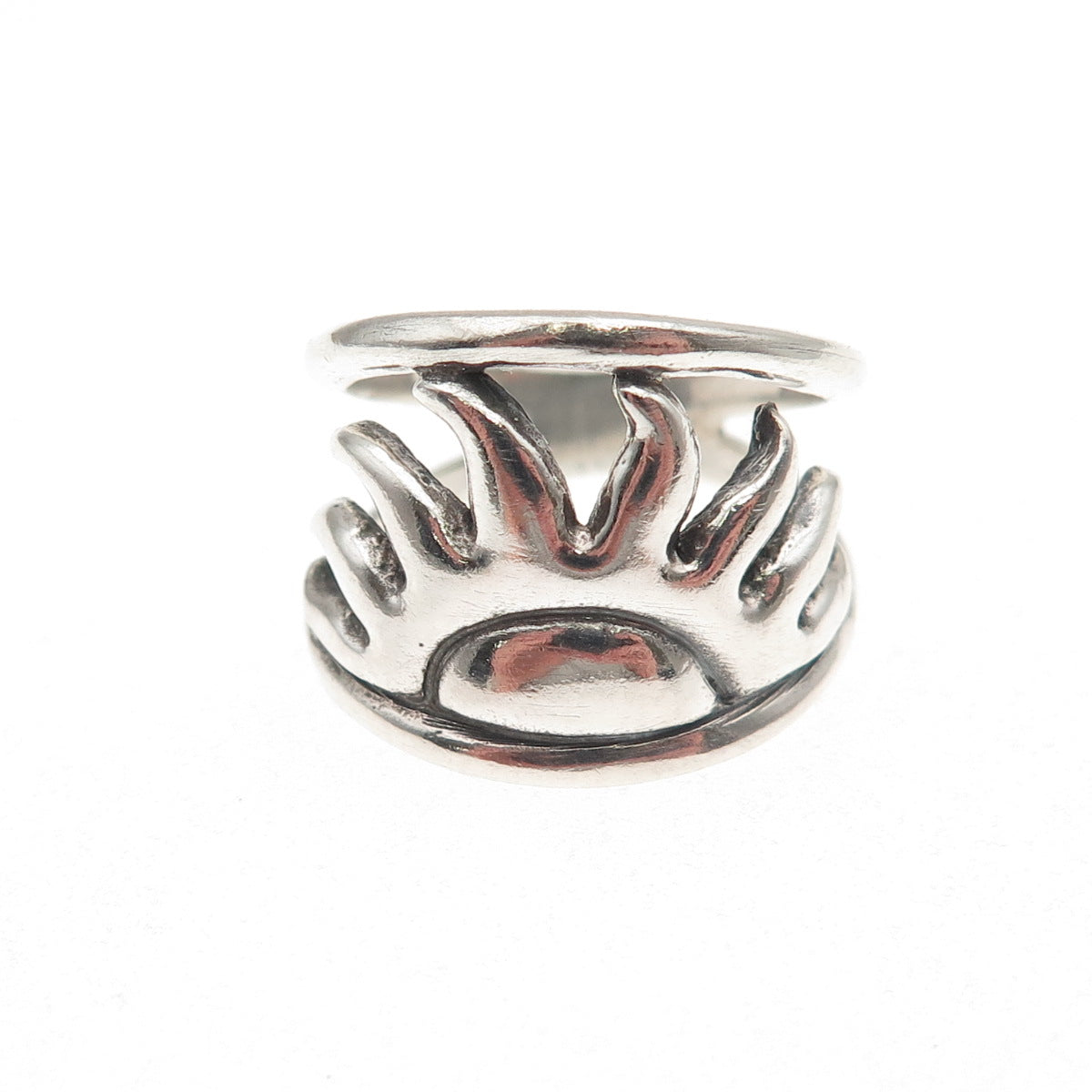 925 Sterling Silver Vintage Sun Oxidized Ring Size 6.25