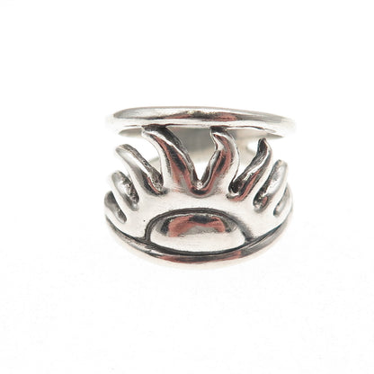 925 Sterling Silver Vintage Sun Oxidized Ring Size 6.25