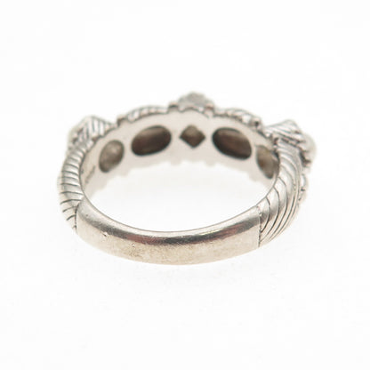 Judith Ripka 925 Sterling Silver Vintage Real Pearl Station Ring Size 6