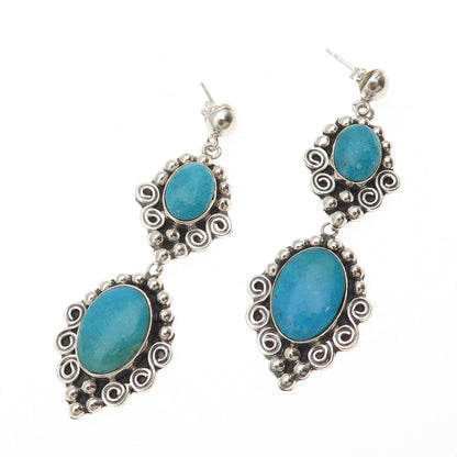 MWS Mark Wasserman Samara Sterling Silver Vintage Real Turquoise Swirl Earrings