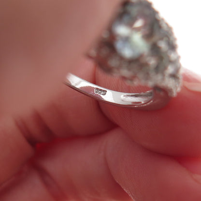 Chuck Clemency 925 Sterling Silver Real Iolite & White Topaz Ring Size 8