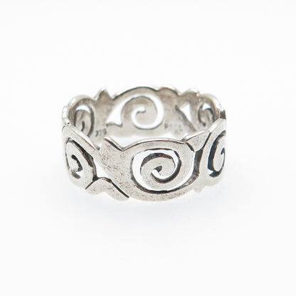 PETER STONE 925 Sterling Silver Vintage Spiral Oxidized Band Ring Size 8.75