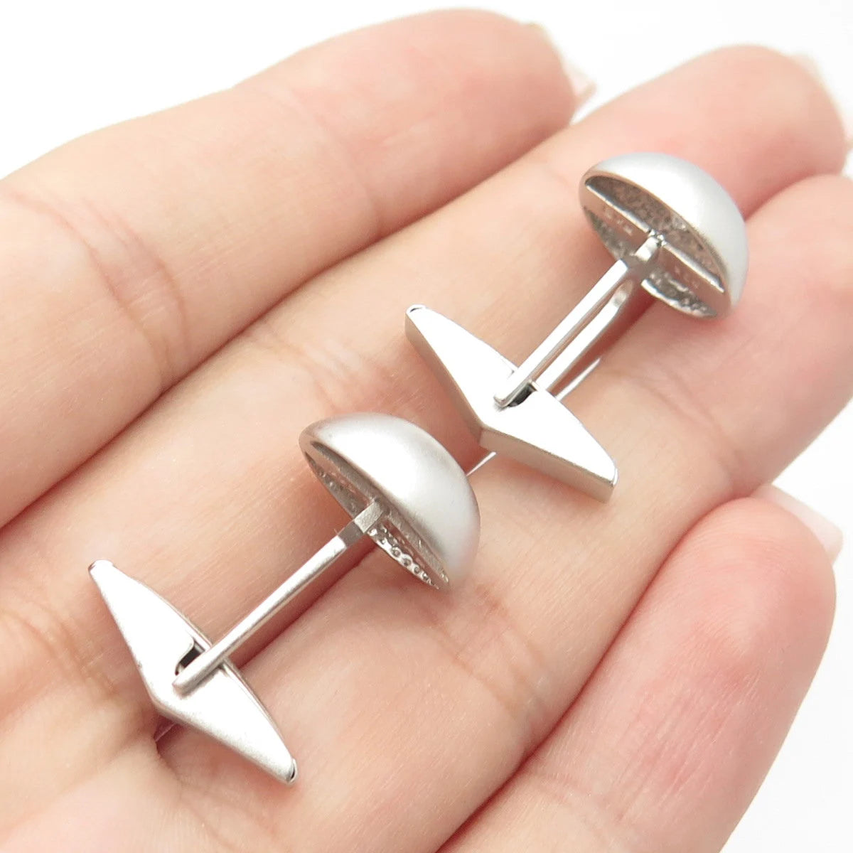 925 Sterling Silver Vintage Round-Cut C Z Cufflinks