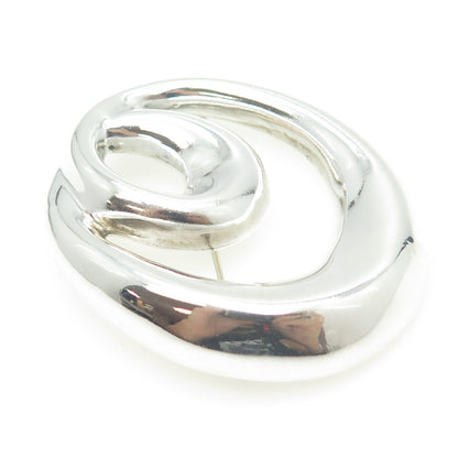 ZINA 925 Sterling Silver Vintage Modernist Twisted Knot Pin Brooch