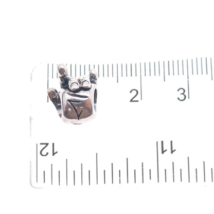 925 Sterling Silver I Love You Sign Slide Bead Charm