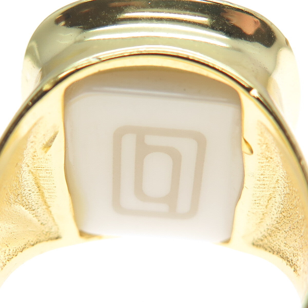 BLQ Basiq Jewelry 925 Sterling Silver Gold Plated Real Milky Quartz Ring Size 6