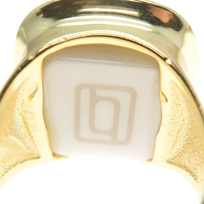 BLQ Basiq Jewelry 925 Sterling Silver Gold Plated Real Milky Quartz Ring Size 6