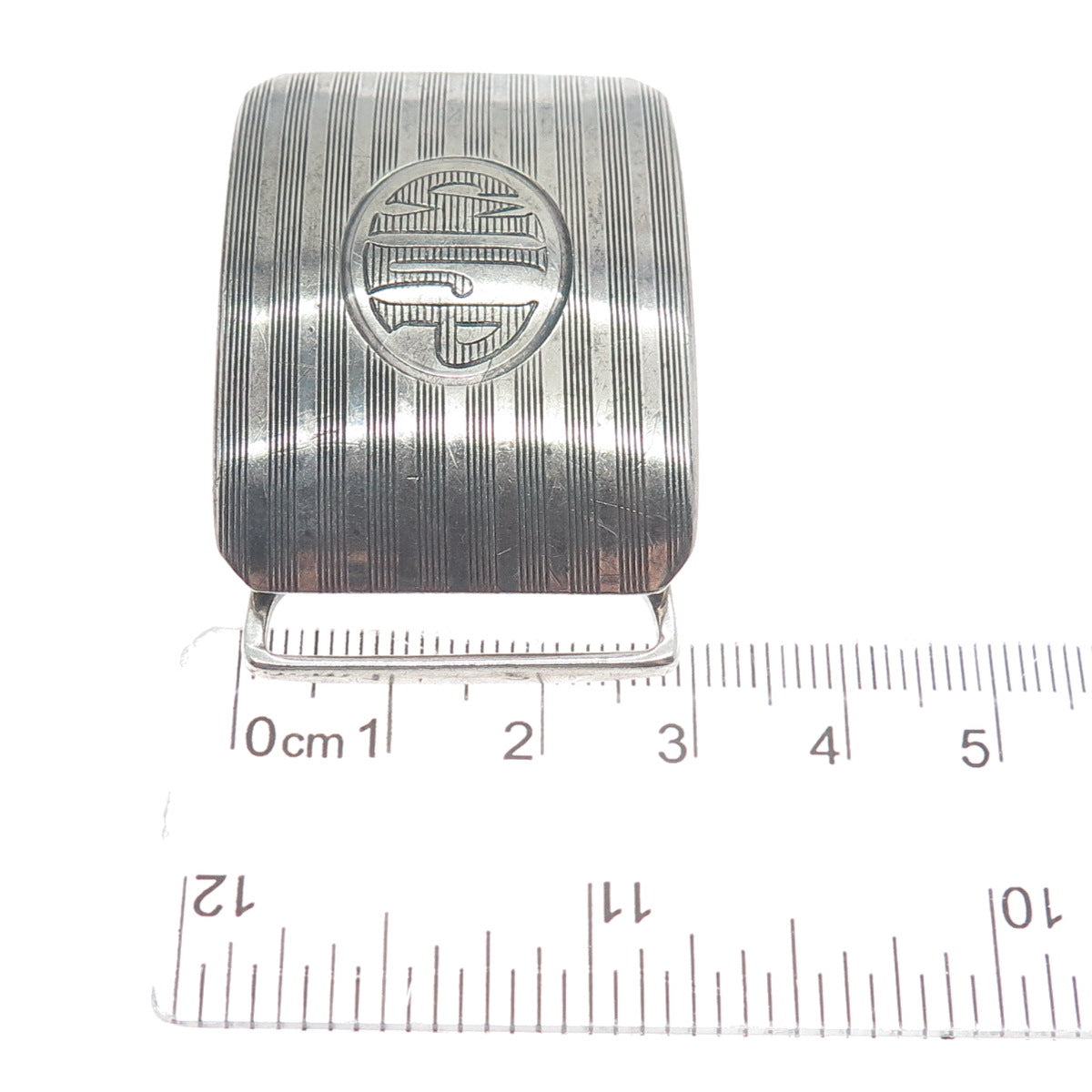 WILLIAM B. KERR 925 Sterling Antique Art Deco WLP Initial Oxidized Belt Buckle