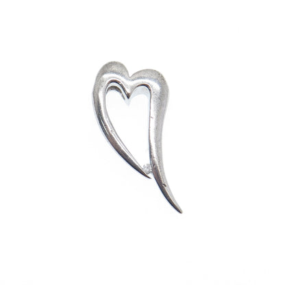 925 Sterling Silver Real Round-Cut Diamond Accent Open Heart Slide Pendant