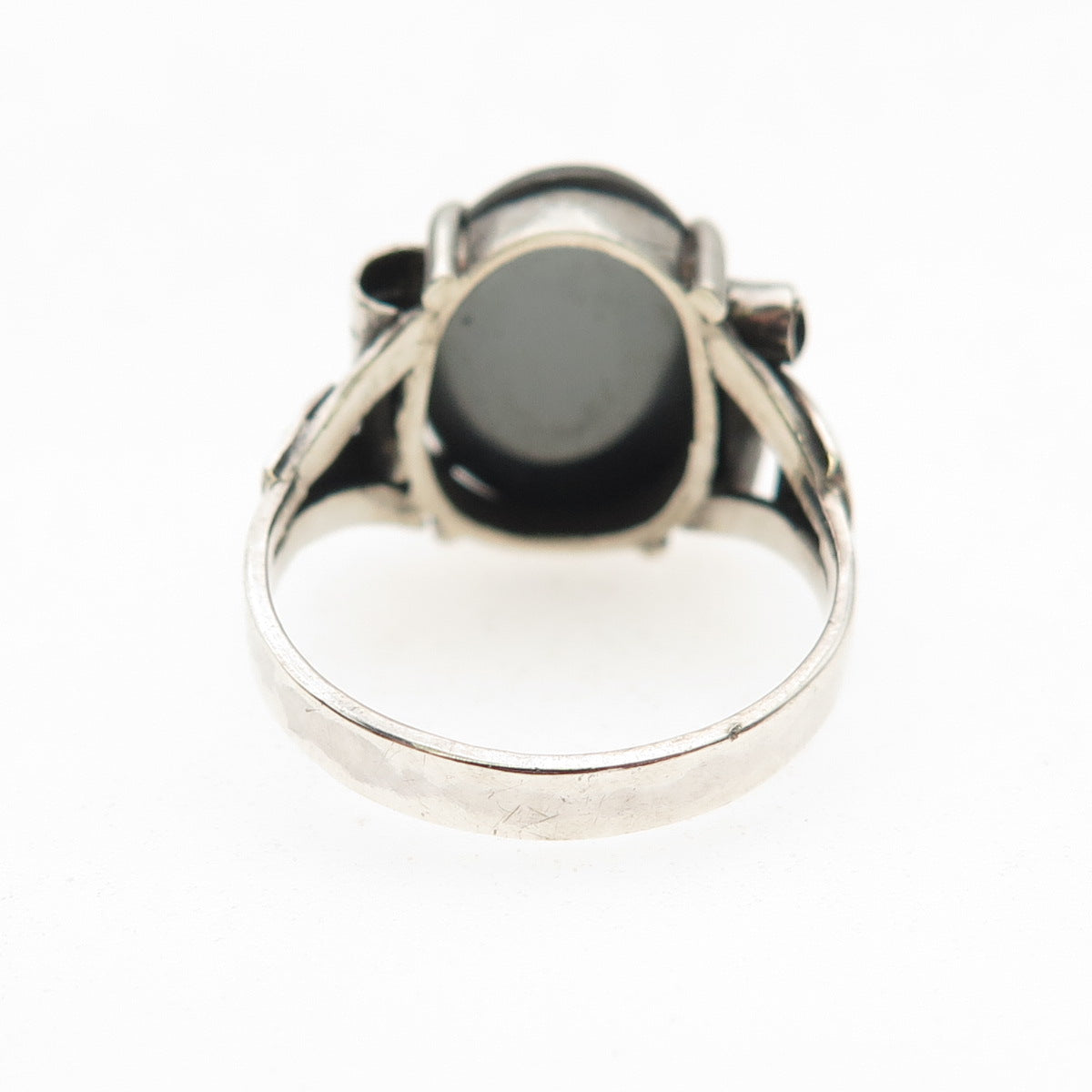 925 Sterling Silver Antique Art Deco Real Hematite Oxidized Ring Size 6.25