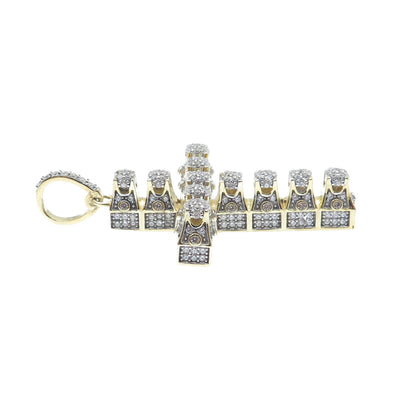 925 Sterling Silver Gold Plated Round-Cut Shaped C Z Cross Pendant