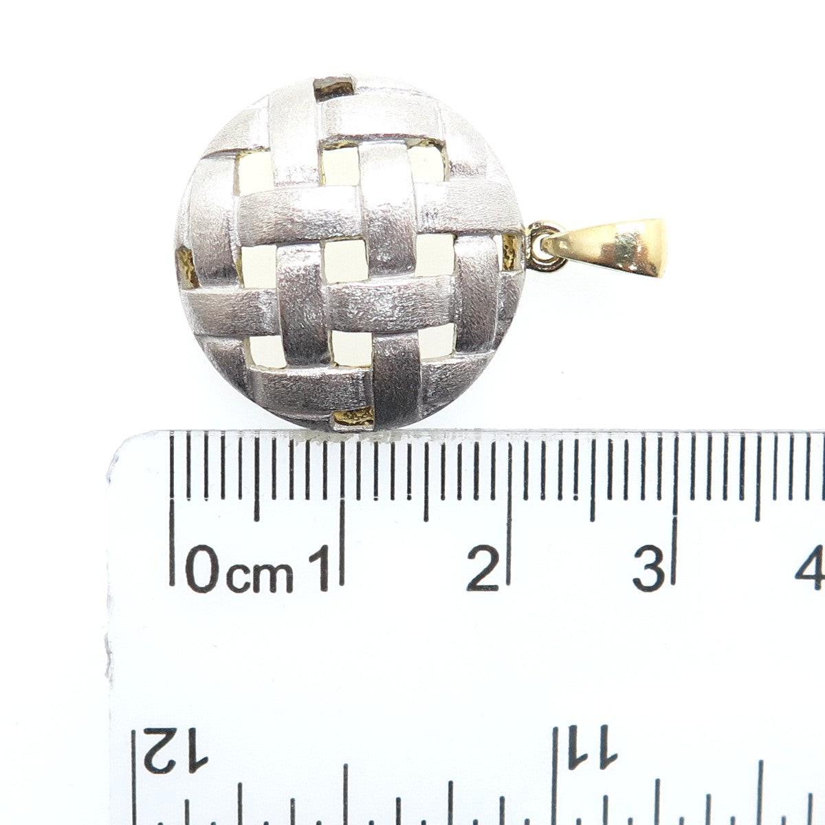 925 Sterling Silver 2-Tone Vintage Woven Charm Pendant