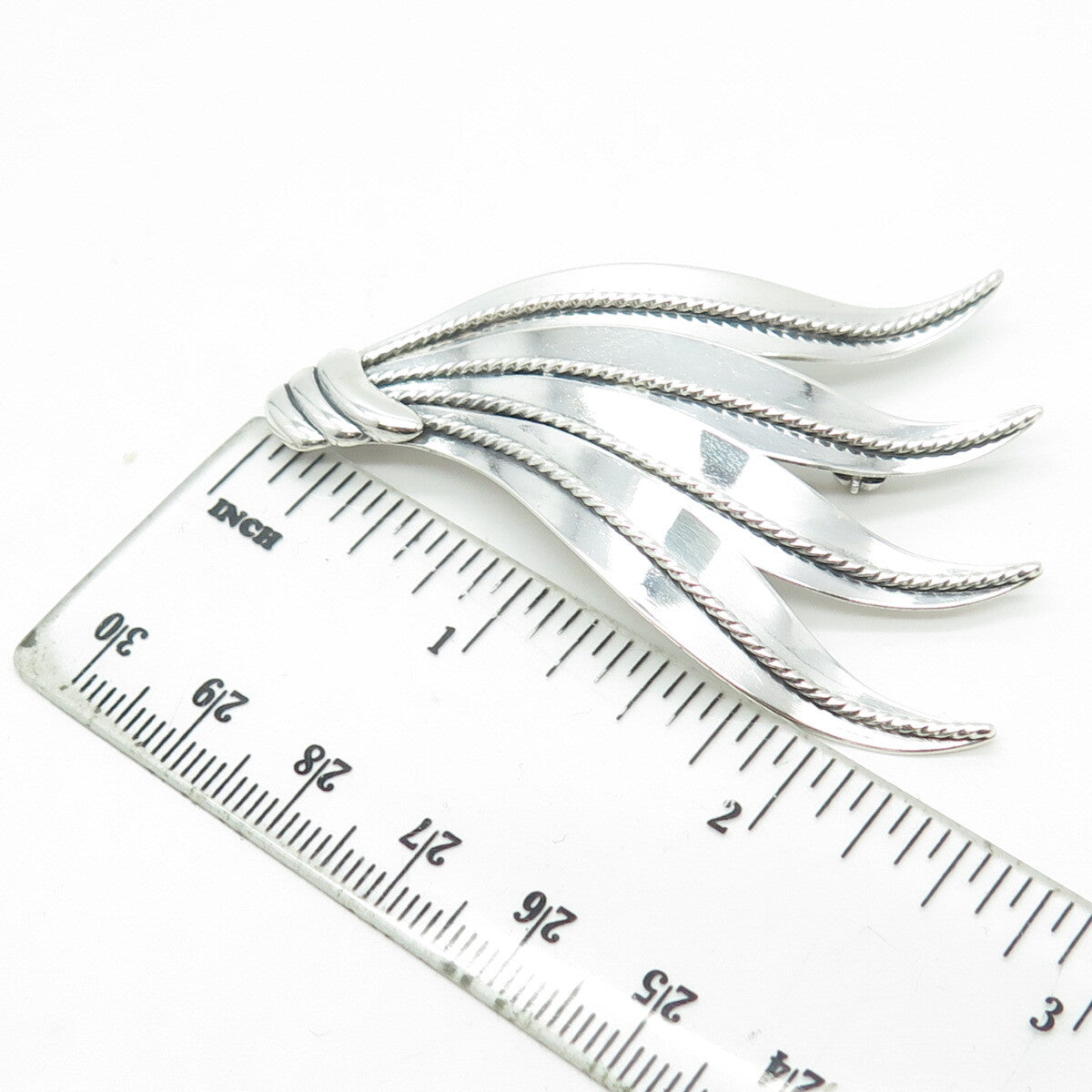 B. MUNKSGAARD 925 Sterling Silver Antique Art Deco Denmark Leaf Pin Brooch