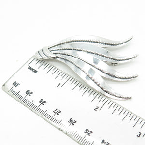 B. MUNKSGAARD 925 Sterling Silver Antique Art Deco Denmark Leaf Pin Brooch