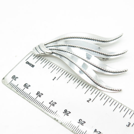 B. MUNKSGAARD 925 Sterling Silver Antique Art Deco Denmark Leaf Pin Brooch