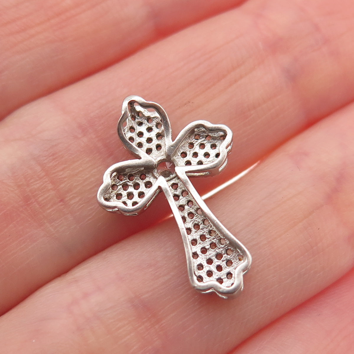 JCM Jacmel Mauritius 925 Sterling Silver Round-Cut C Z Cross Slide Charm Pendant