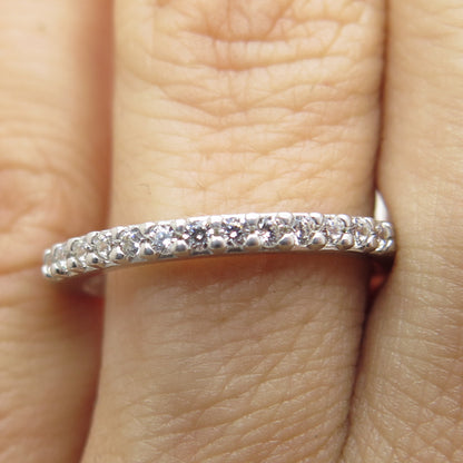 925 Sterling Silver Round-Cut C Z Half Eternity Band Ring Size 7