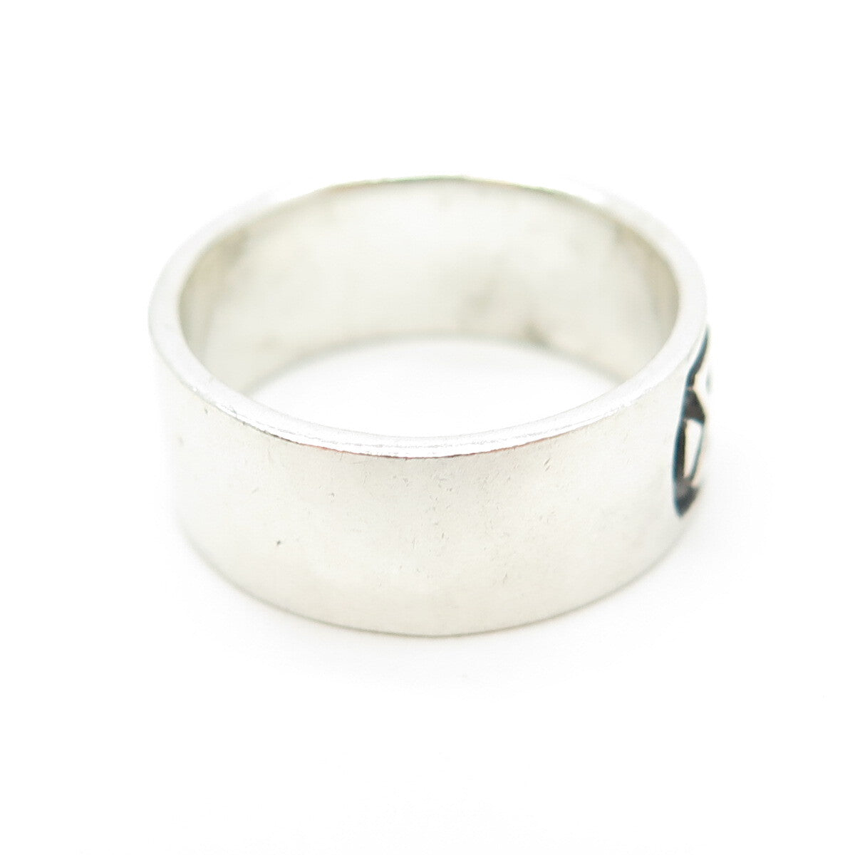 925 Sterling Silver Vintage Viking Rune Band Ring Size 7.25