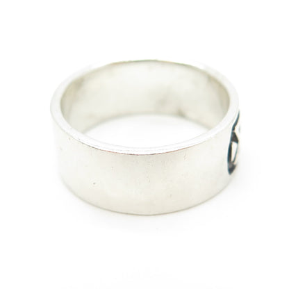 925 Sterling Silver Vintage Viking Rune Band Ring Size 7.25