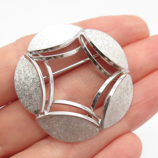 925 Sterling Silver Vintage A&Z Textured Pin Brooch