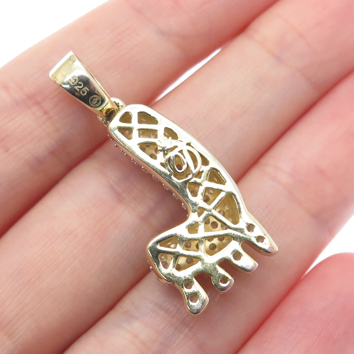 925 Sterling Silver Gold Plated Round-Cut Shaped C Z Letter L Sparkle Pendant