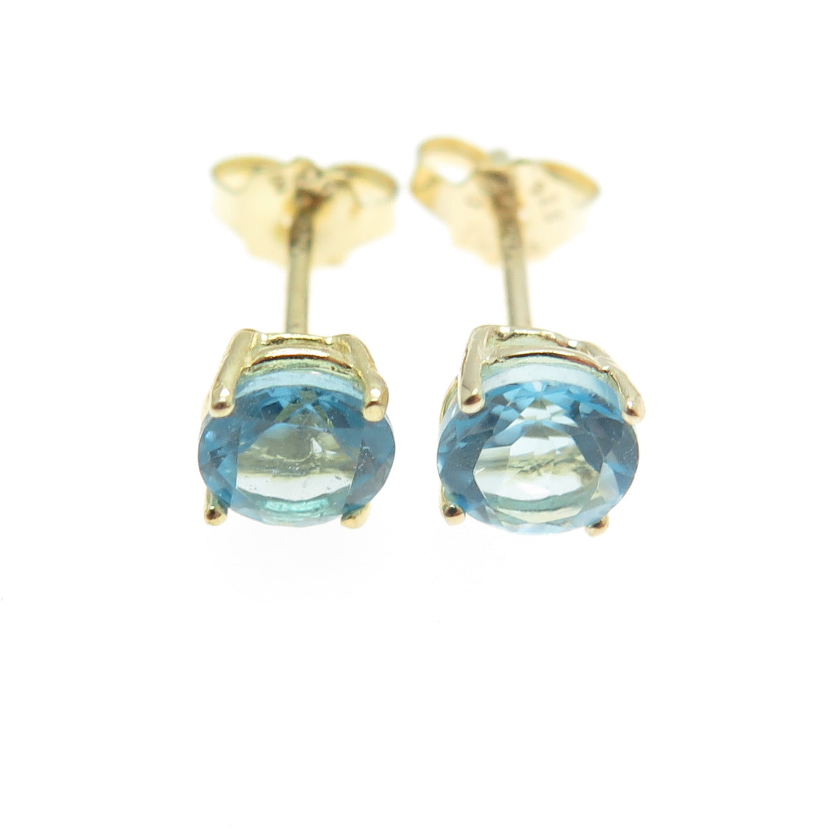 DBJ DEE BERKLEY 925 Sterling Silver Gold Plated Real Blue Topaz Stud Earrings