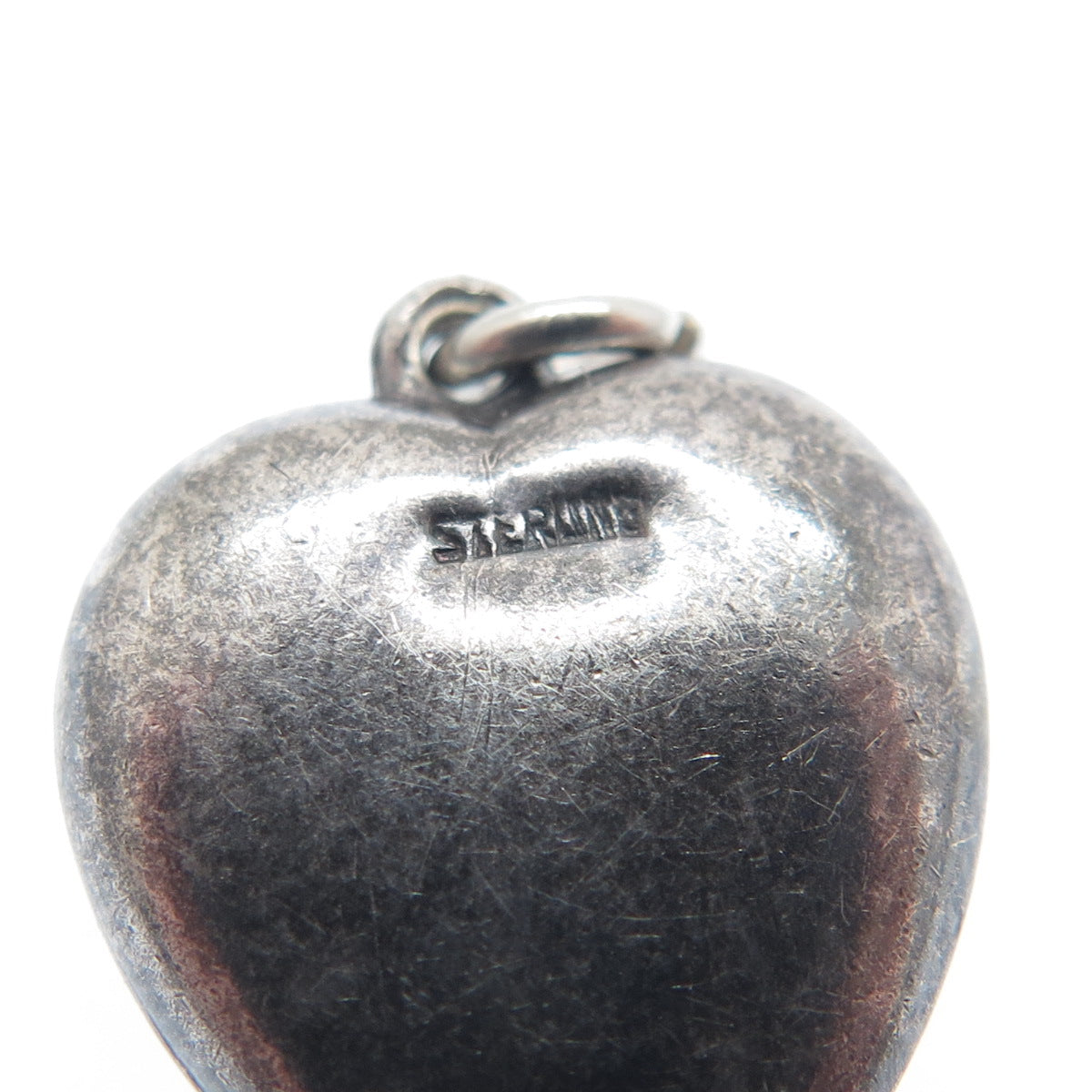 925 Sterling Silver Antique Art Deco Chatelaine Heart Minimalist Charm Pendant