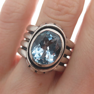 SILPADA 925 Sterling Silver Vintage Real Blue Topaz Multi-Row Ring Size 7.75
