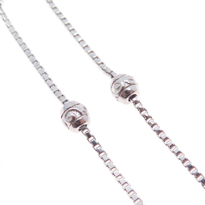 DASAN 925 Sterling Real Diamond Heart Bead By The Yard Box Chain Necklace 18-20"